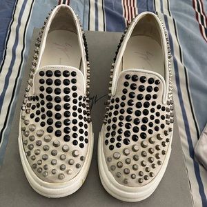 Giuseppe Zanotti White Suede Studded Sneakers